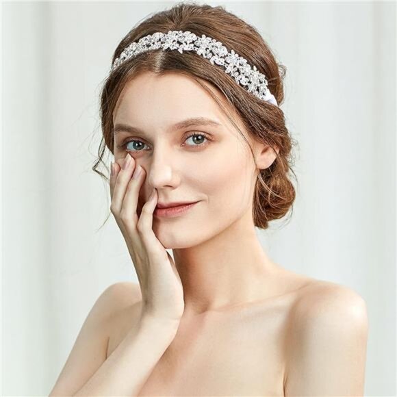 Bridal Headpiece Handmade Wedding Hair Vine Bead Crystal Floral Leaf - Picture 2 of 6